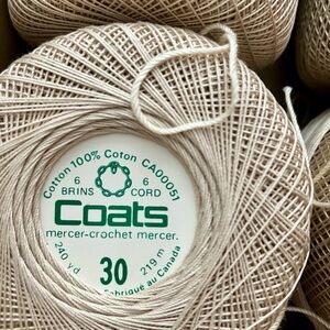 Vintage Coats Mercer Crochet Thread Ecru | Set of 12 Spools | Rare Hard-to-Find